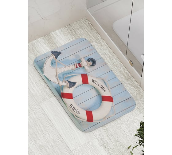 Изображение товара Коврик противоскользящий JoyArty "Приветствие с якорем" для ванной, сауны, бассейна, bath_10840