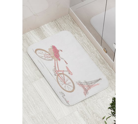 Изображение товара Коврик противоскользящий JoyArty "Цветочный велосипед в Париже" для ванной, сауны, бассейна, bath_13179