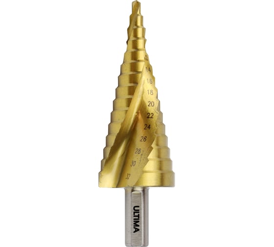 Изображение товара Сверло ступенчатое по металлу ULTIMA 4-32 мм 15 ступ, HSS, спираль 113704