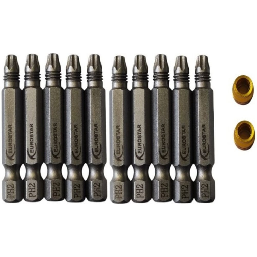 Изображение товара Набор магнитных бит EUROSTAR T20x49, 10 шт., с адаптером, S2, Torx T20