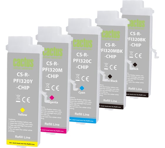 Изображение товара Картридж ПЗК струйный CACTUS CS-R-PFI320SET-CHIP набор 5шт.упак. для Canon imagePROGRAF TM-200/200MF 2095448