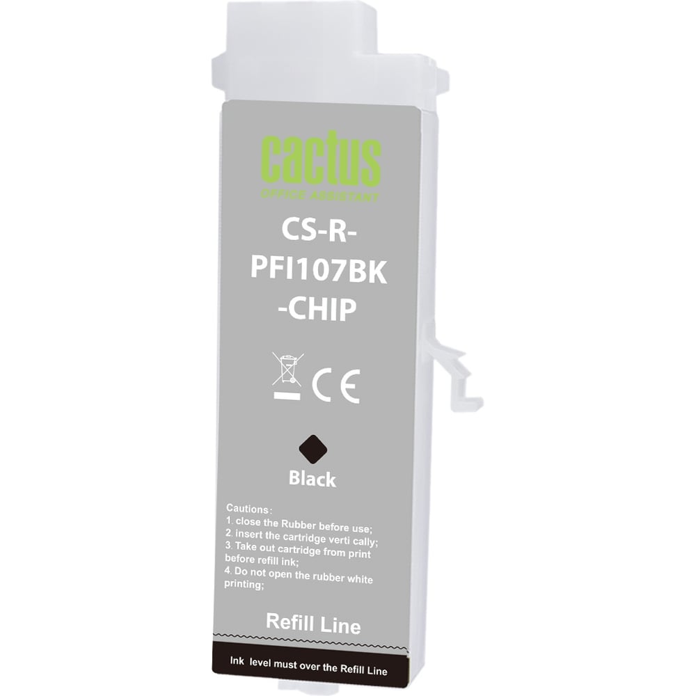 Изображение товара Картридж ПЗК струйный CACTUS CS-R-PFI107BK-CHIP, 260мл, для Canon imageProGRAF iPF670/680/685/770/78 2103188