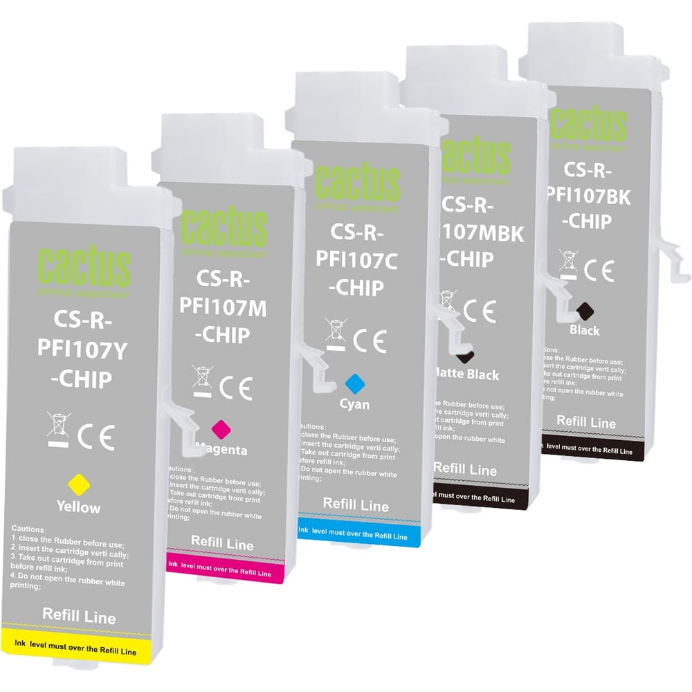 Изображение товара Набор картриджей CACTUS CS-R-PFI107SET-CHIP для Canon imageProGRAF 670/680 5 шт