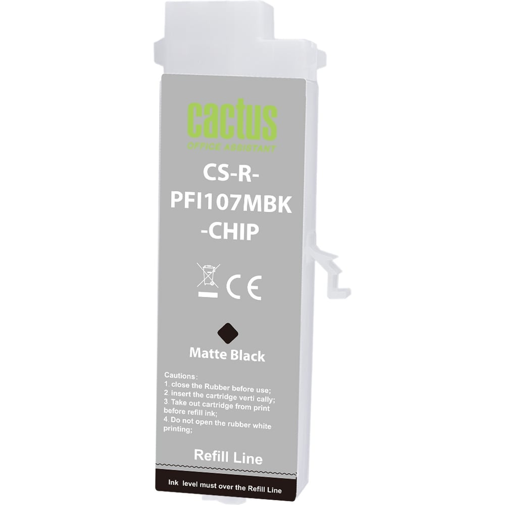 Изображение товара Картридж ПЗК струйный CACTUS CS-R-PFI107MBK-CHIP, 260мл, для Canon imageProGRAF iPF670/680/685/770/7 2103187