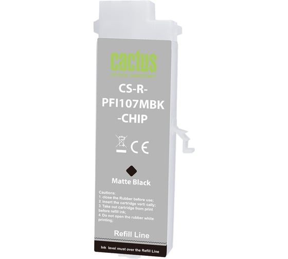 Изображение товара Картридж ПЗК струйный CACTUS CS-R-PFI107MBK-CHIP, 260мл, для Canon imageProGRAF iPF670/680/685/770/7 2103187