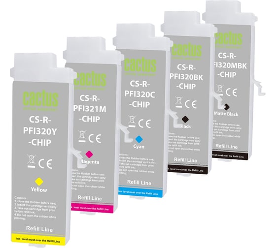 Изображение товара Картридж ПЗК струйный CACTUS CS-R-PFI321SET-CHIP набор 5шт.упак. для Canon imagePROGRAF TM-250/255/3 2095451