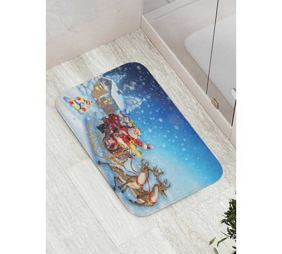 Изображение товара Коврик противоскользящий JoyArty "Санта везет подарки" для ванной, сауны, бассейна, bath_19396