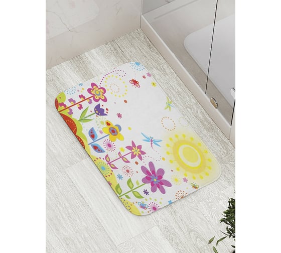 Изображение товара Коврик противоскользящий JoyArty "Солнышко над клумбой" для ванной, сауны, бассейна, bath_31509