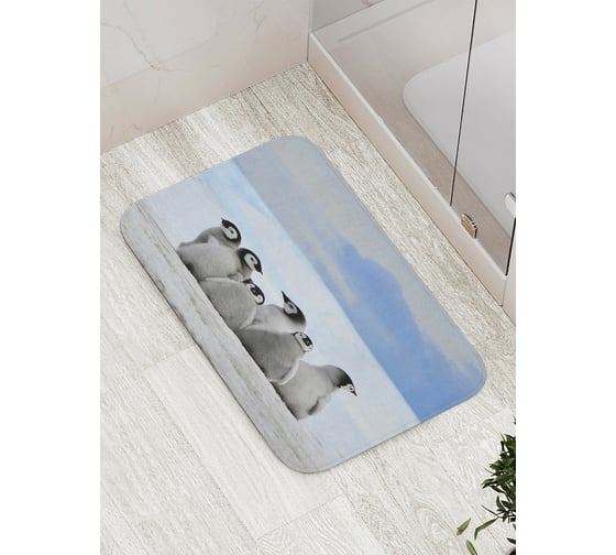 Изображение товара Коврик противоскользящий JoyArty "Дружба пингвинов" для ванной, сауны, бассейна, bath_11889