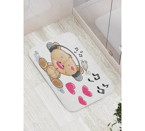 Изображение товара Коврик противоскользящий JoyArty "Музыкальный мишка" для ванной, сауны, бассейна, bath_12667