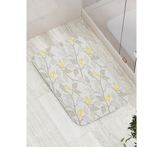 Изображение товара Коврик противоскользящий JoyArty "Светлые птицы на ветках" для ванной, сауны, бассейна, bath_13571