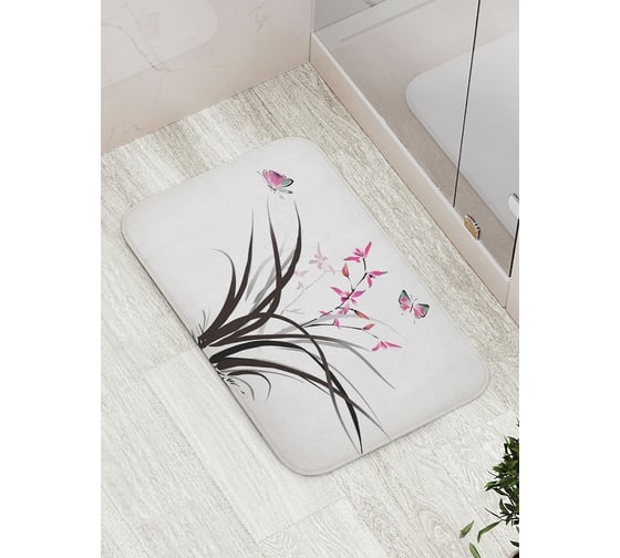 Изображение товара Коврик противоскользящий JoyArty "Бабочки в траве" для ванной, сауны, бассейна, bath_13596