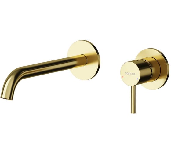 Изображение товара Смеситель для раковины Sancos Etna с внутренней частью, брашированное золото, PVD покрытие SC9004BG