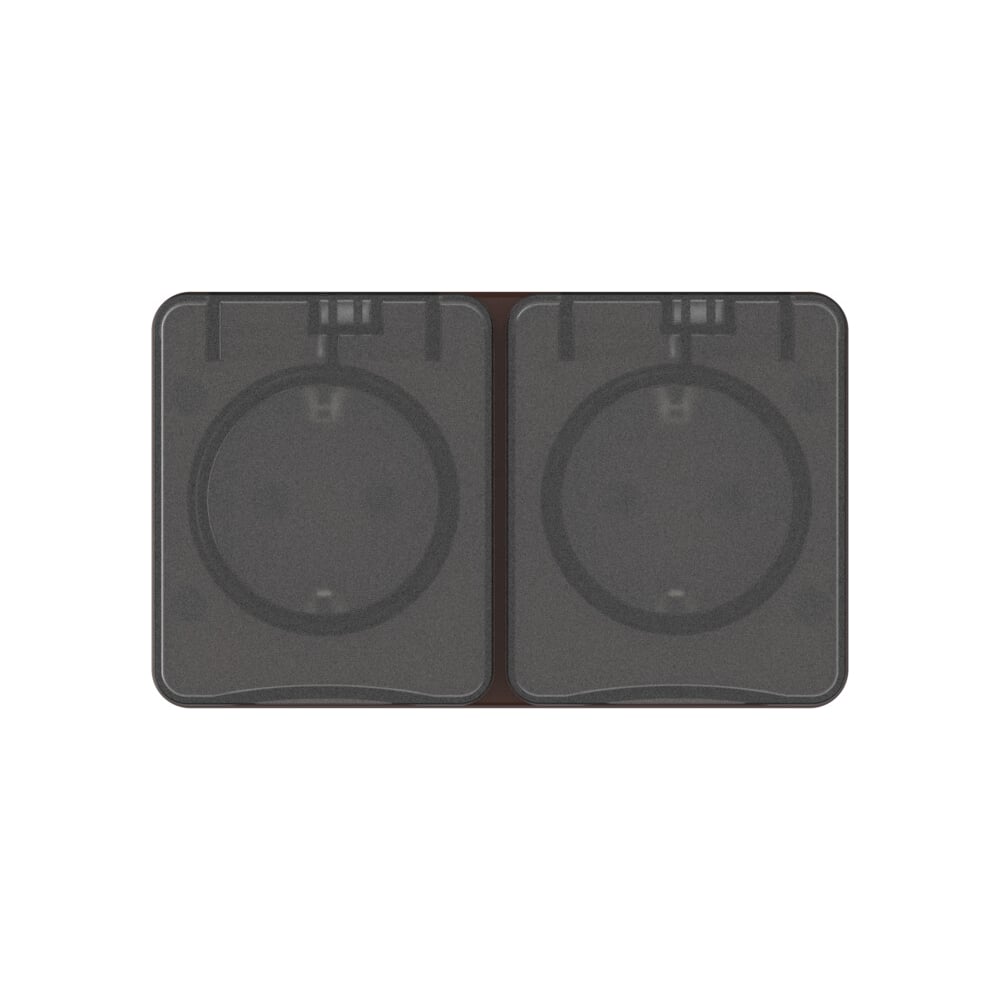 Изображение товара Розетка двойная с заземлением со шторками Systeme Electric AtlasDesign Profi IP54, 16 АХ, 250 В, открытой установки, Коричневый ATN546026