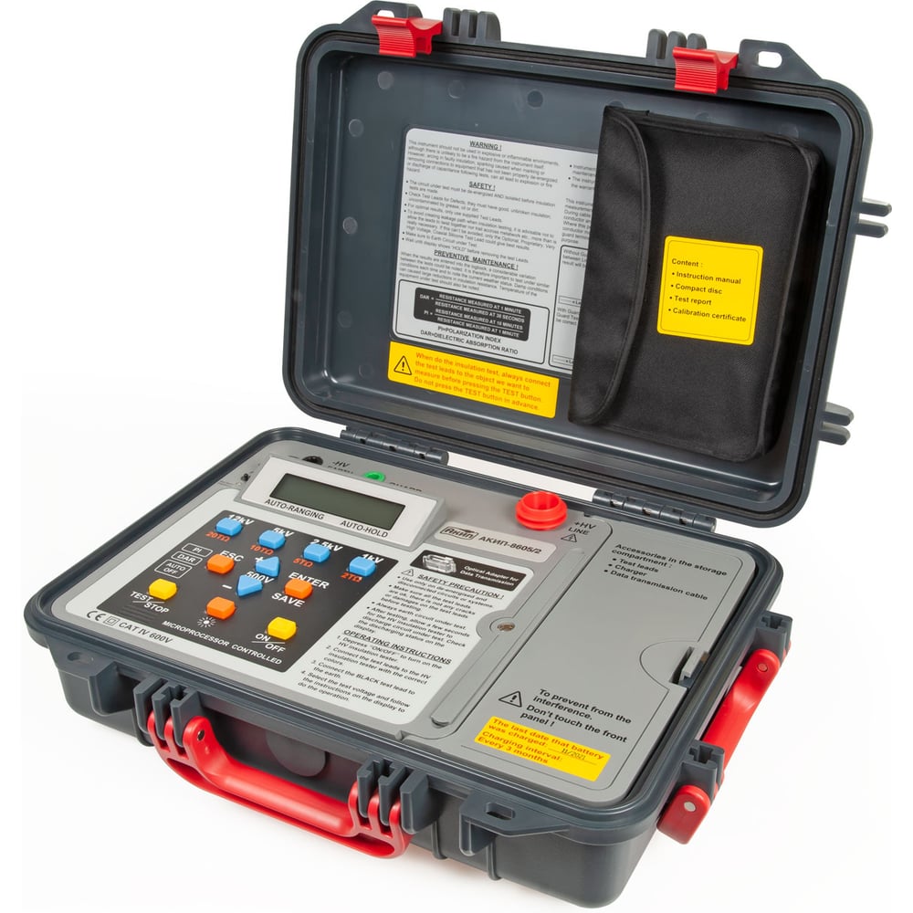 Изображение товара Измеритель сопротивления изоляции АКИП 8605/2 с фиксацией показаний, подсветкой и кейсом