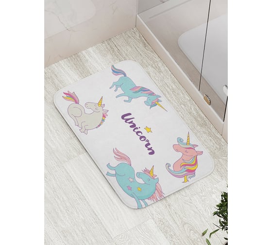 Изображение товара Коврик противоскользящий JoyArty "Друзья единороги" для ванной, сауны, бассейна, bath_19540