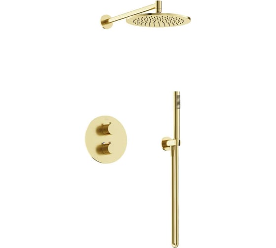Изображение товара Душевой комплект с термостатом Sancos Etna с внутренней частью, брашированное золото, PVD покрытие SC9010BG