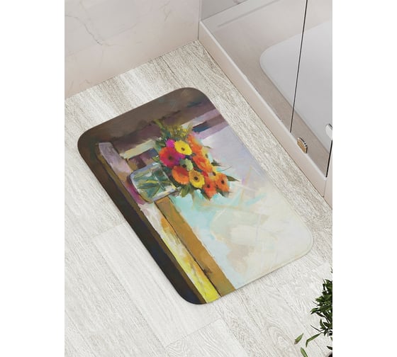 Изображение товара Коврик противоскользящий JoyArty "Ваза цветов на подоконнике" для ванной, сауны, бассейна, bath_74206