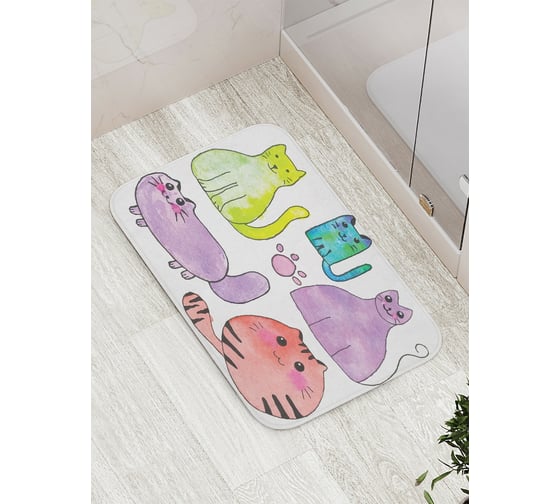 Изображение товара Коврик противоскользящий JoyArty "Хвостатые коты" для ванной, сауны, бассейна, bath_32808
