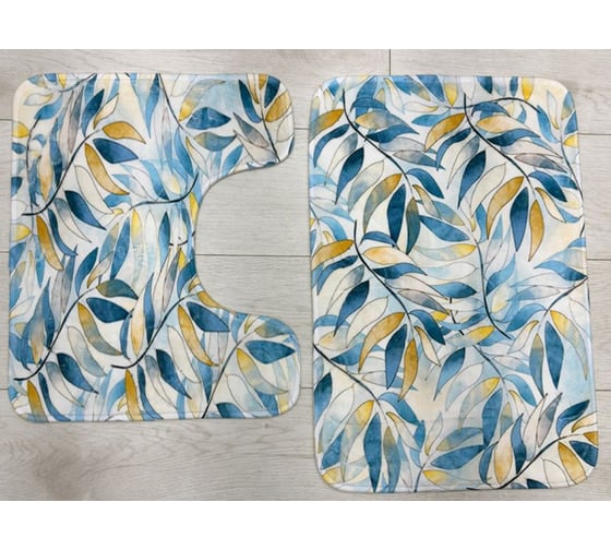 Изображение товара Комплект для ванной комнаты JOY HOME 40x60 и 40/50 Fresh Printed Листья HYFP24002 14734