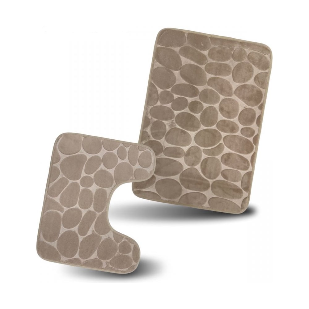 Изображение товара Комплект для ванной комнаты JOY HOME 40x60 и 40/50 Fresh Камешки беж. FLY15022 beige 14732