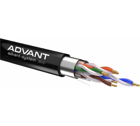 Изображение товара Кабель витая пара Advant ADV5e-F24PG категория 5е, F/UTP, 4P, AWG24, оболочка PE, цвет: чёрный, ADV5e-F24PEBK (305m)