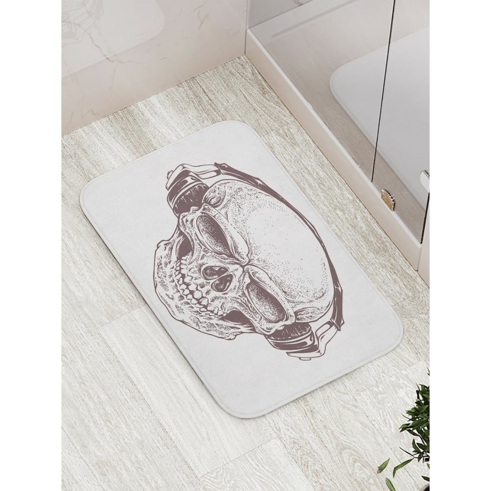 Противоскользящий коврик для ванной, сауны, бассейна JOYARTY макет череп человека 20 15 18см