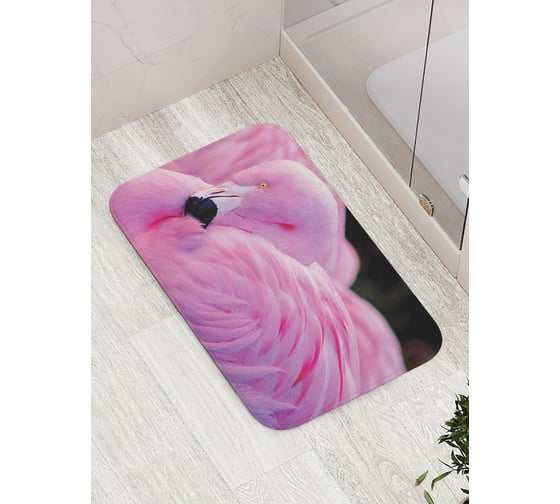 Изображение товара Коврик противоскользящий JoyArty "Любопытный фламинго" для ванной, сауны, бассейна, bath_14670