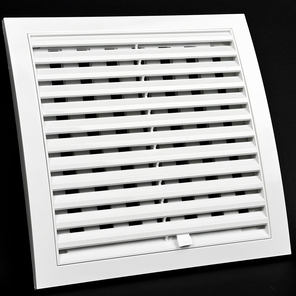 Вентиляционная решетка KRAFTAIR 220x220, разъемная, со шторкой, в рамке, белая Решетка 220х220 Ш Д