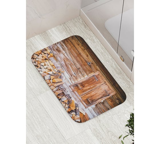 Изображение товара Коврик противоскользящий JoyArty "Дрова у дома" для ванной, сауны, бассейна, bath_18012