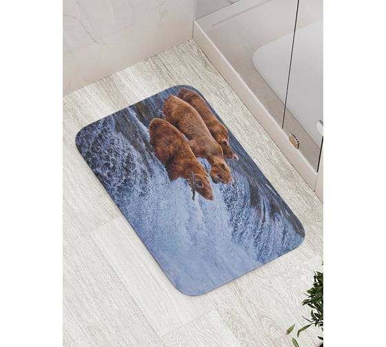 Изображение товара Коврик противоскользящий JoyArty "Медвежья рыбалка" для ванной, сауны, бассейна, bath_21729