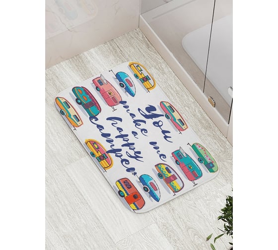 Изображение товара Коврик противоскользящий JoyArty "Счастливый кемпер" для ванной, сауны, бассейна, bath_25803