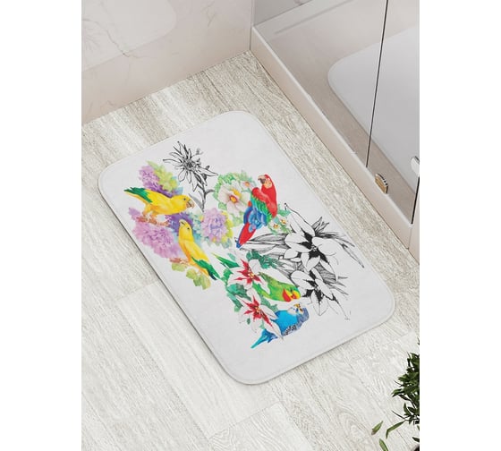 Изображение товара Коврик противоскользящий JoyArty "Цветные попугаи" для ванной, сауны, бассейна, bath_14982
