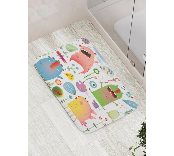 Изображение товара Коврик противоскользящий JoyArty "Веселые чудики" для ванной, сауны, бассейна, bath_18499