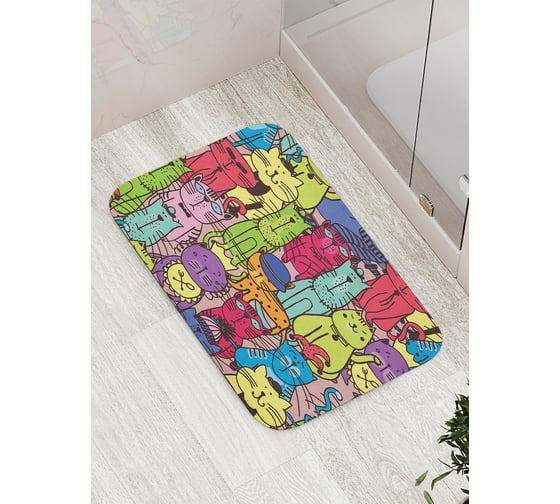 Изображение товара Коврик противоскользящий JoyArty "Кошачья площадь" для ванной, сауны, бассейна, bath_26458