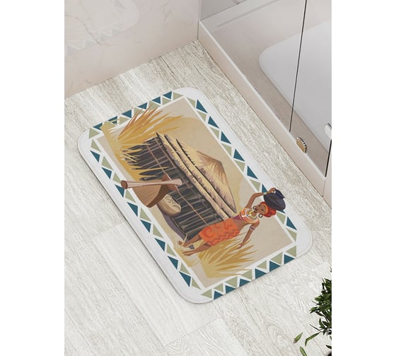 Изображение товара Коврик противоскользящий JoyArty "Африканский быт" для ванной, сауны, бассейна, bath_23226