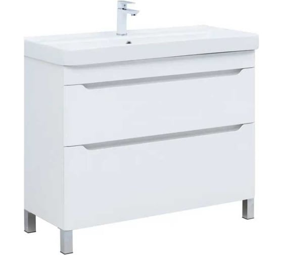 Изображение товара Тумба Logan TWIN 100 напольная, белый сатин (разобранная) (351377) 00351377