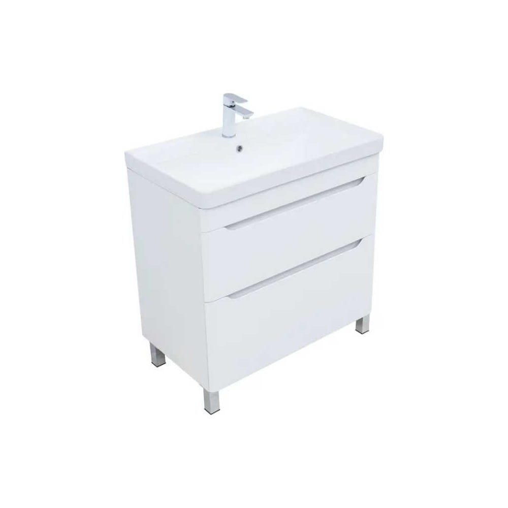 Изображение товара Тумба Logan TWIN 80 белый сатин напольная с двумя ящиками