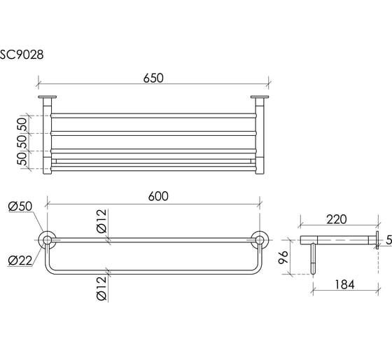 Изображение товара Полка для полотенец Sancos Base вороненая сталь, арт. SC9028GG