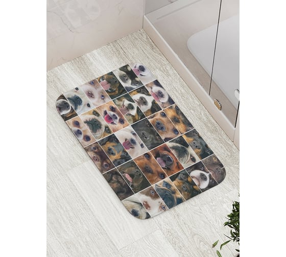 Изображение товара Коврик противоскользящий JoyArty "В окружении собак" для ванной, сауны, бассейна, bath_10674