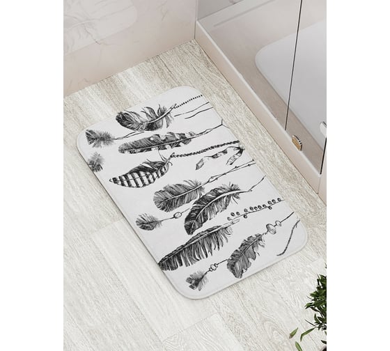 Изображение товара Коврик противоскользящий JoyArty "Перья повсюду" для ванной, сауны, бассейна, bath_20244