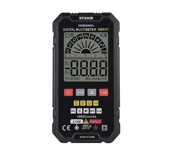 Изображение товара Мультиметр цифровой STEKKER MTM HT125B 4000 отсчетов, 2 батареи тип ААА 1,5В 49995