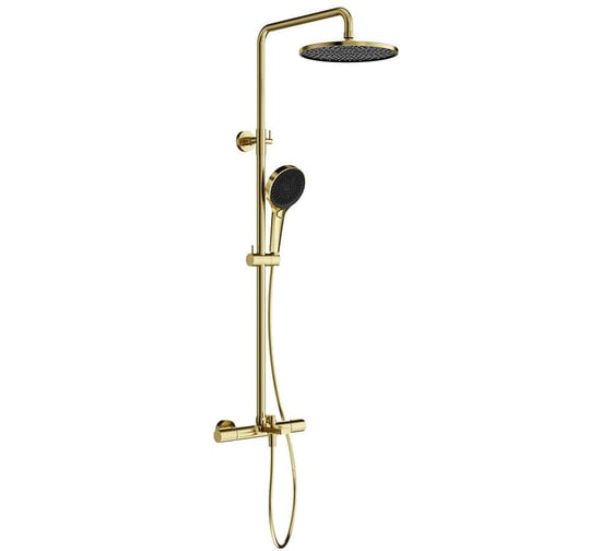 Изображение товара Душевая стойка с термостатом и изливом Sancos Etna, брашированное золото, PVD покрытие, арт. SC9008BG