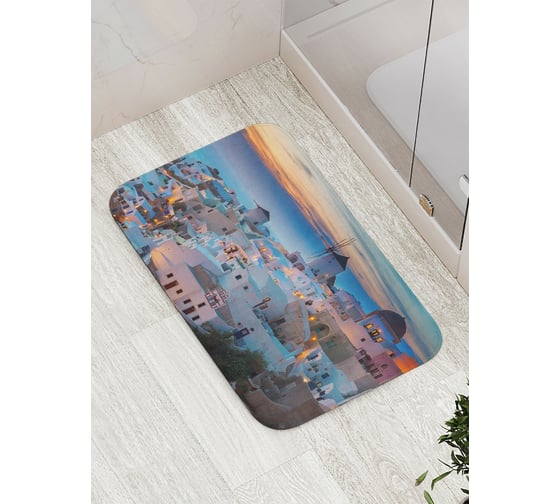 Изображение товара Коврик противоскользящий JoyArty "Остров Санторини" для ванной, сауны, бассейна, bath_7742