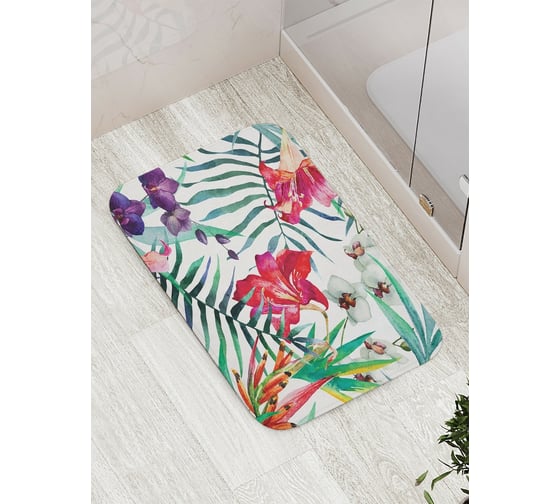Изображение товара Коврик противоскользящий JoyArty "Тропические растения" для ванной, сауны, бассейна, bath_14545