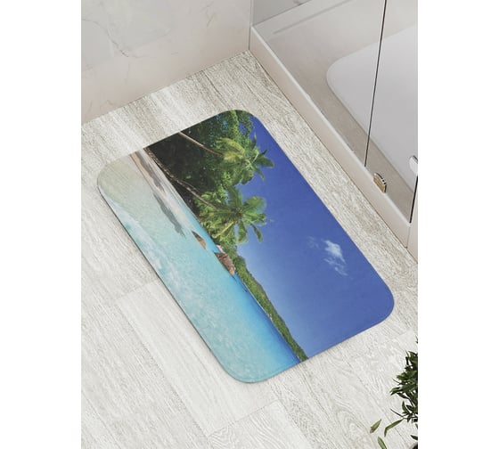 Изображение товара Коврик противоскользящий JoyArty "Дикий морской остров" для ванной, сауны, бассейна, bath_10059
