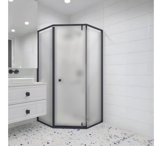 Изображение товара Душевой уголок RGW 100х100х195 HO-088-B Трапеция/Чёрный/Матовое/8 мм (2 уп.) 350608800-24