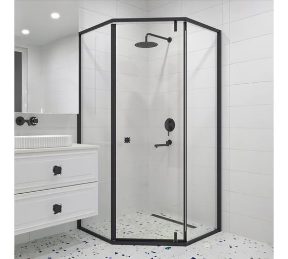 Изображение товара Душевой уголок RGW 100х100х195 HO-088-B Трапеция/Чёрный/Прозрачное/8 мм (2 уп.) 350608800-14