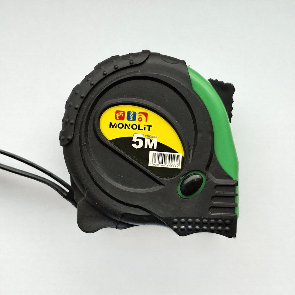 Изображение товара Рулетка с прорезиненным корпусом Monolit 5x25 мм 1218 практичный измерительный инструмент