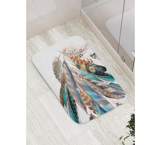 Изображение товара Коврик противоскользящий JoyArty "Декоративные перья" для ванной, сауны, бассейна, bath_20238